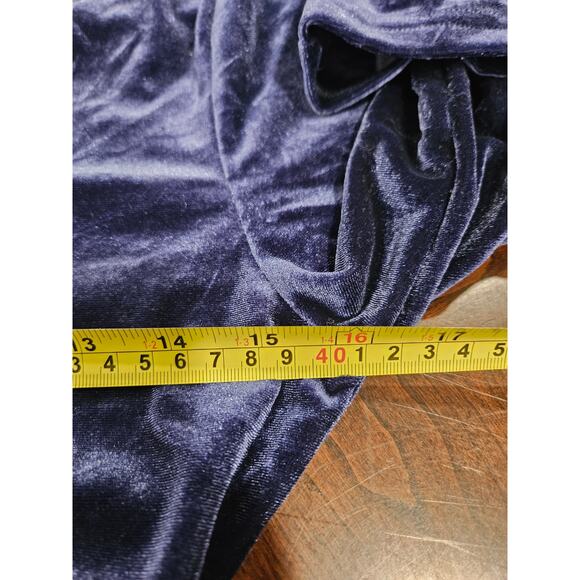 Zattcas Navy Blue Velvet Long Sleeve Winter Maxi Dress Belted Waist Size Small S - Picture 4 of 6